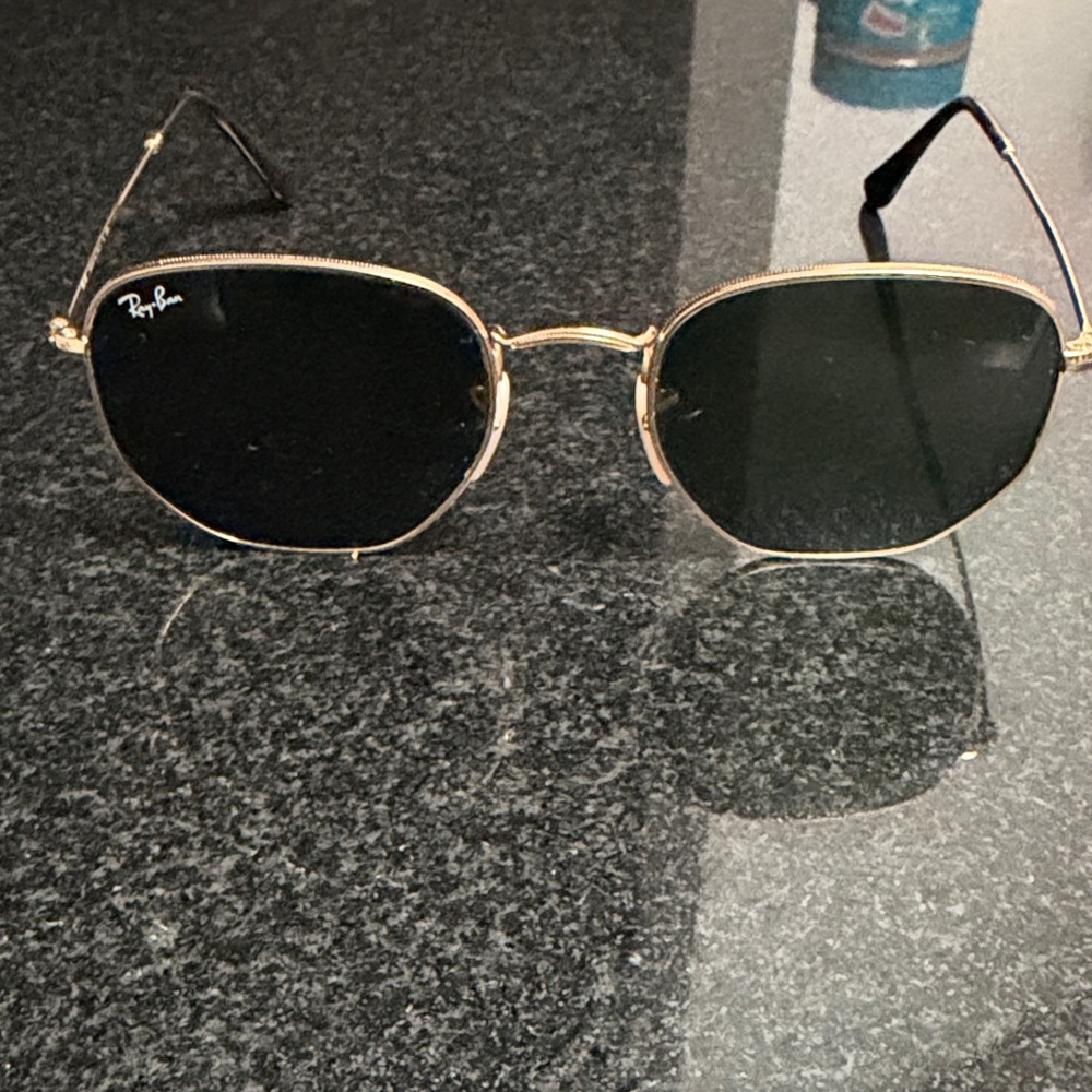 Ray-Ban Gold Frame Sunglasses with Black Lenses